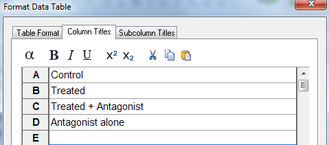 column titles tab